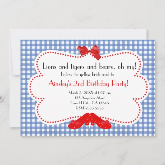 オズ招待状のギンガムルビースリッパーズウィザード 招待状 (正面)