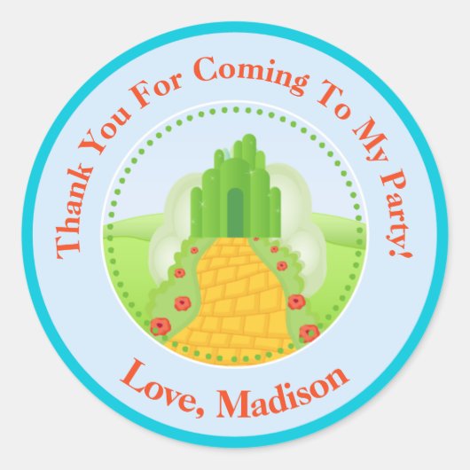 オズ誕生日パーティーのウィザーズ好意ステッカー ラウンドシール (正面)