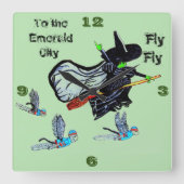 オズ魔女飛んでいる角壁時計のウィザード スクエア壁時計 (正面)