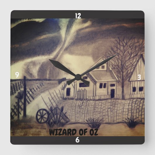 オズ・ツイスターの魔法使い スクエア壁時計 (正面)
