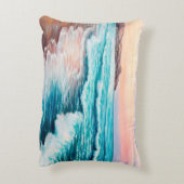  オセアの上の美しい紫の夕焼けの油絵 アクセントクッション (裏面(縦))