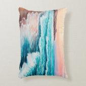  オセアの上の美しい紫の夕焼けの油絵 アクセントクッション (正面(垂直))