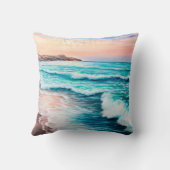  オセアの上の美しい紫の夕焼けの油絵 クッション (裏面)