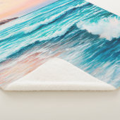  オセアの上の美しい紫の夕焼けの油絵 シェルパブランケット (3/4)