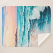  オセアの上の美しい紫の夕焼けの油絵 シェルパブランケット (正面(横))