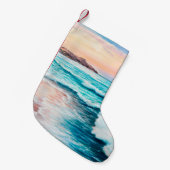  オセアの上の美しい紫の夕焼けの油絵 スモールクリスマスストッキング (正面 (吊り時))
