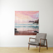  オセアの上の美しい紫の夕焼けの油絵 タペストリー (インサイチュ)