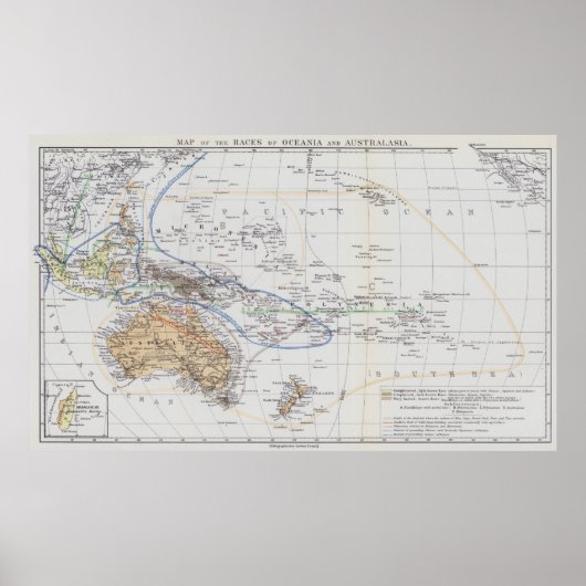 オセアニアとオーストララシアの民族地図 ポスター (正面)
