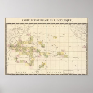 オセアニアの組立地図 ポスター