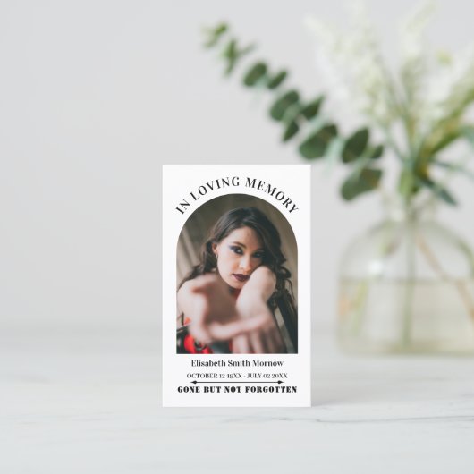 オセアニアシンプル葬儀記念祈りの言葉フォトカード 名刺 (スタンド正面)