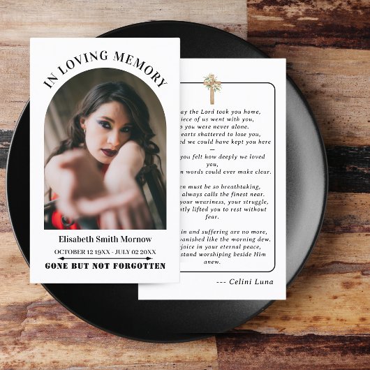 オセアニアシンプル葬儀記念祈りの言葉フォトカード 名刺