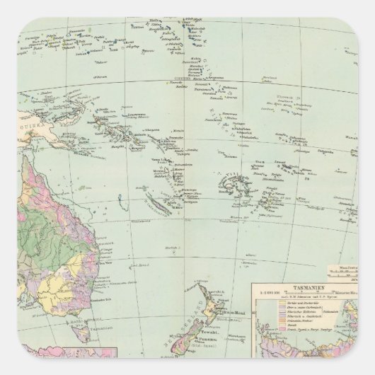 オセアニエン – オセアニアの地図 スクエアシール (正面)