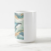 オセアニッククジラ抽象芸術マグ – コースタルキッチンデコール コーヒーマグカップ (中央)