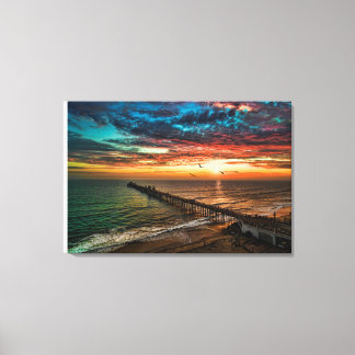 オセアンサイドピアでの空中夕焼け キャンバスプリント
