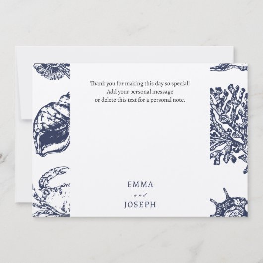 オセア航海のニックのダークネイビー「ありがとう」カード セーブザデート (裏面)