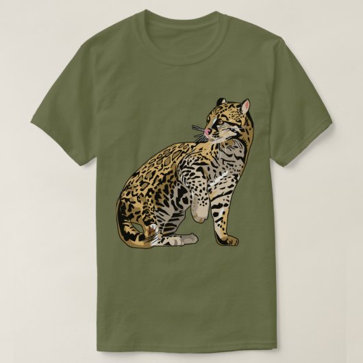 オセロットの野生猫の野生の生命Tシャツ Tシャツ (デザイン正面)