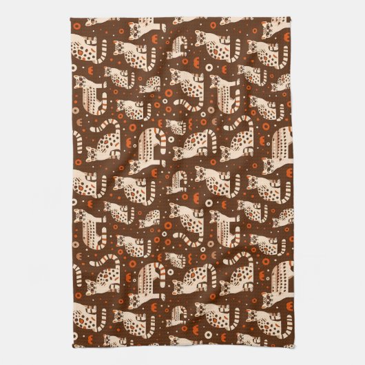 オセロットパターン キッチンタオル (縦)