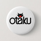 オタクおもしろいキャットスローガン 缶バッジ (正面)