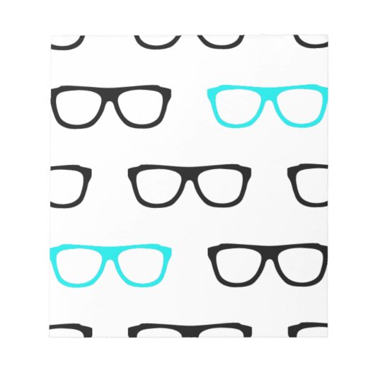 オタクっぽい眼鏡 青 オタク ノートパッド (正面)