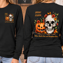 オタクなカボチャのハロウィン スカルTシャツ(前面・背面) Tシャツ
