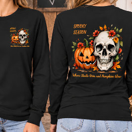 オタクなカボチャのハロウィン スカルTシャツ(前面・背面) Tシャツ