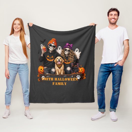 オタクなハロウィーン スケルトン おばけ フリースブランケット (インサイチュ)