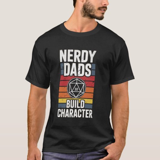 オタクなパパはキャラクターを育てる ファンタジーRPGゲーマー Tシャツ (正面)