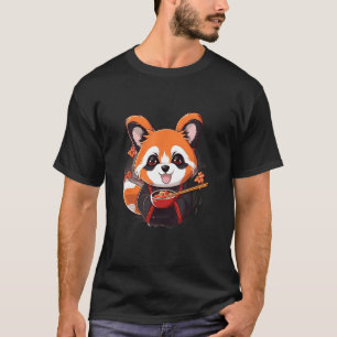 オタクレッドパンダ食べラーメンさくらんぼ花 Tシャツ