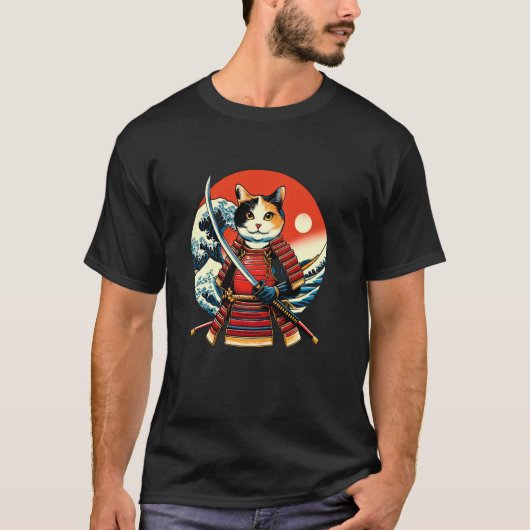 オタク三毛猫侍 Tシャツ (正面)