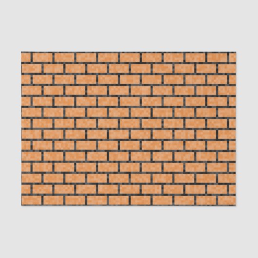 オタク系のなオレンジPixelatedの8ビット一見の煉瓦パターン 薄葉紙 (正面)