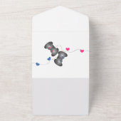 オタク系のゲーマーズ・オール・イン・ワン・ウェディング・インベイト |ピンク/青 オールインワン招待状 (外側)