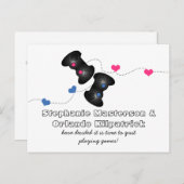 オタク系のゲーマー日付はがきダークブルーピンク 案内ポストカード (正面/裏面)