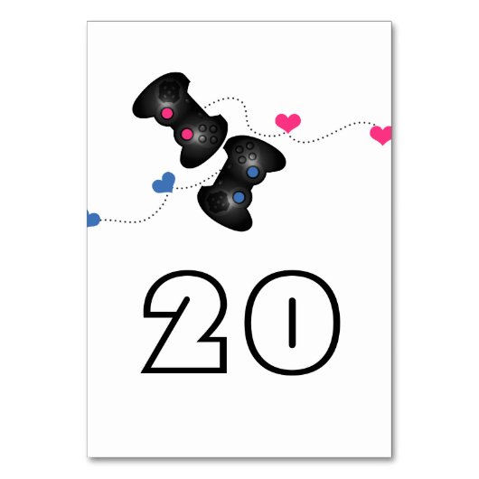 オタク系のゲーマー結婚ズテーブルカードダークピンクブルー テーブルナンバー (正面)