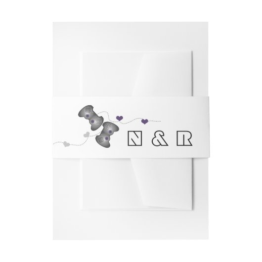 オタク系のゲーマー結婚ズベリーバンドシルバーパープル 招待状ベリーバンド (正面例)