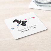 オタク系のゲーマー結婚ズ紙コースターダークピンクブルー スクエアペーパーコースター (アングル)