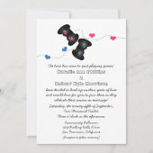 オタク系のゲーマー結婚式招待状濃色（青/ピンク） 招待状 (正面)