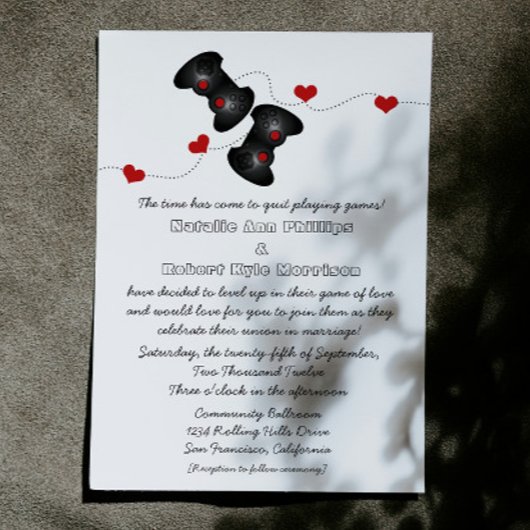 オタク系のゲーマー結婚式招待状(暗) 招待状