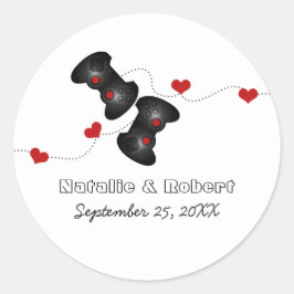 オタク系のゲーマー結婚式用シール（暗） ラウンドシール