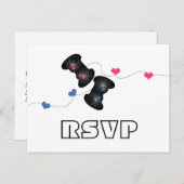 オタク系のゲーマーRSVPポストカードダーク(青/ピンク) インビテーションポストカード (正面/裏面)