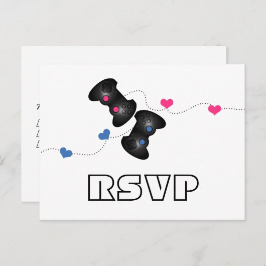 オタク系のゲーマーRSVPポストカードダーク(青/ピンク) インビテーションポストカード (正面/裏面)
