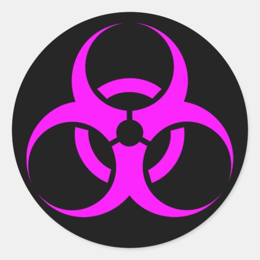 オタク系のピンク生物学的災害［有害物質］標識 ラウンドシール (正面)