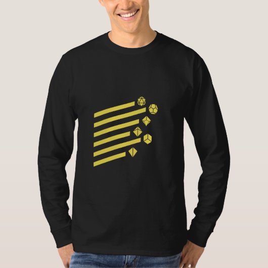 オタク系の幾何学黄色の多面体D20サイコロセット Tシャツ (正面)