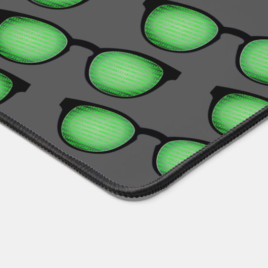 オタク系の眼鏡 – 眼鏡バイナリーコードカスタム デスクマット (コーナー)