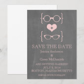 オタク系の眼鏡Chalkboard日付保存招待状 招待状 (正面/裏面)