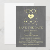 オタク系の眼鏡Chalkboard日付保存招待状 招待状 (正面/裏面)