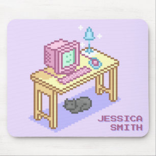 オタク系のPurpleガーリー Pixel Artコンピュータ名 マウスパッド