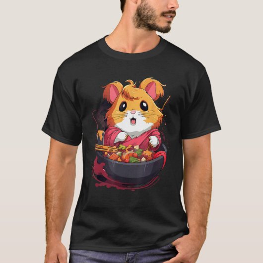 オタク食べハムスタ日本のー食品ラーメン2 Tシャツ (正面)