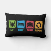 オタク食べ-,眠る,アニメ,リピート – マンガ, おもしろい ランバークッション (裏面)