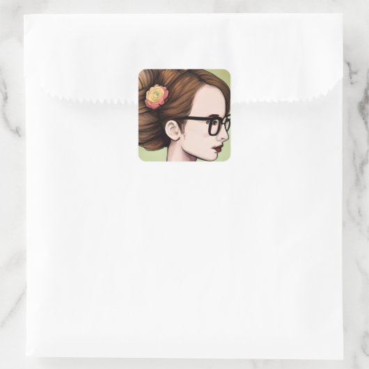 オタク・アジアン・ガール |レディ頭が切れるーアート スクエアシール (バッグ)