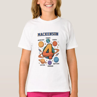 オタスペースの名前入り 4 歳の誕生日パーティー Tシャツ